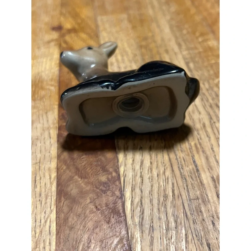 Vtg Ceramic Deer Fawn Salt Shaker‎ Brown Black Glossy Figurine Replacement